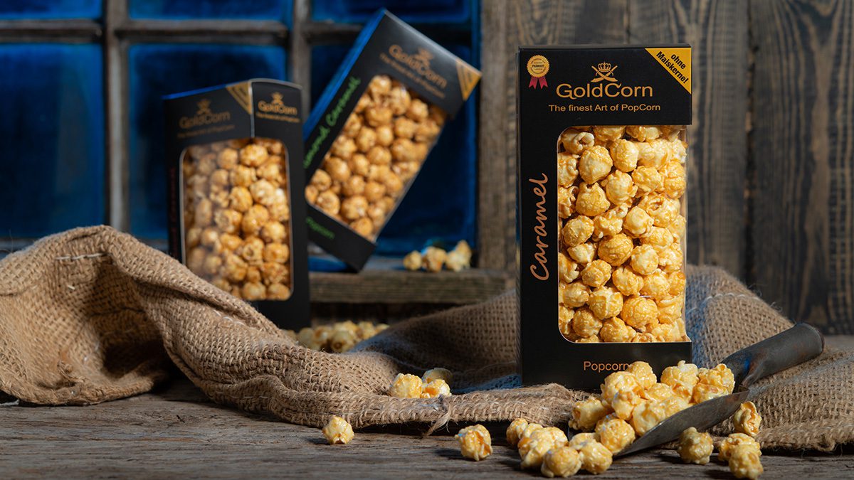 Goldcorn-Popcorn in Gläsern