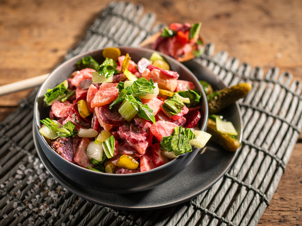 Kartoffelsalat mit Rote Bete und Mangold Bild zum Rezept: Kartoffelsalat mit Rote Bete und Mangold