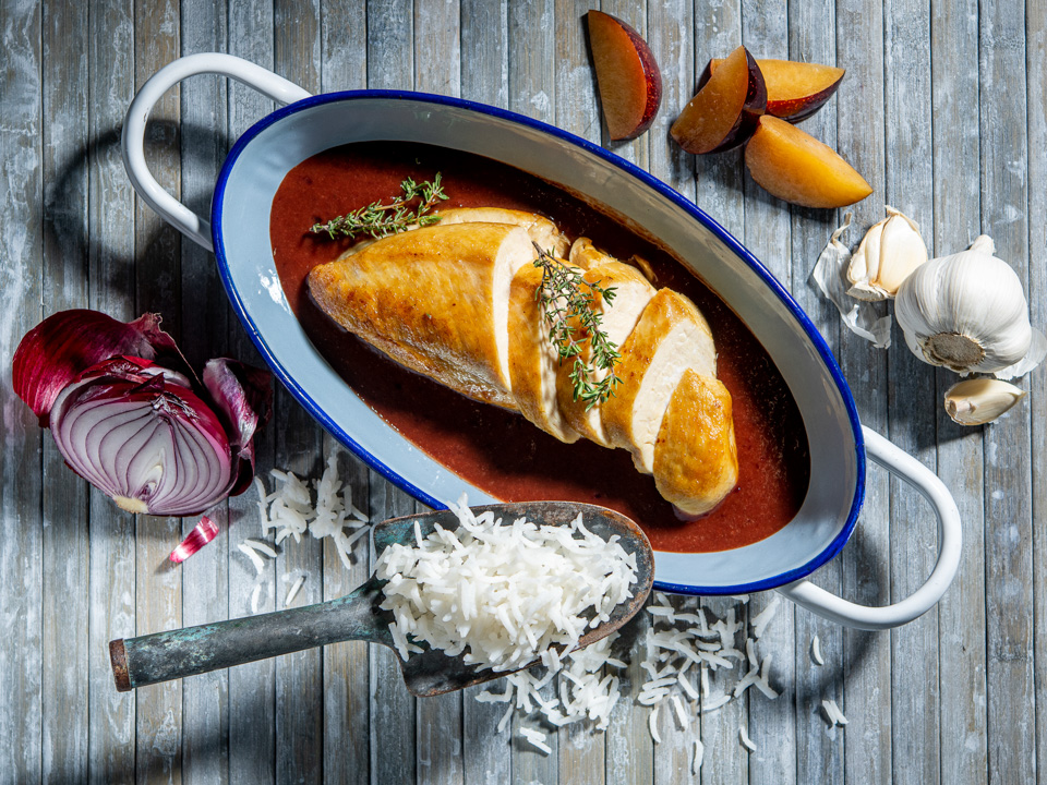 Bild zum Rezept: Hähnchenbrustfilet mit süßsaurer Pflaumensoße