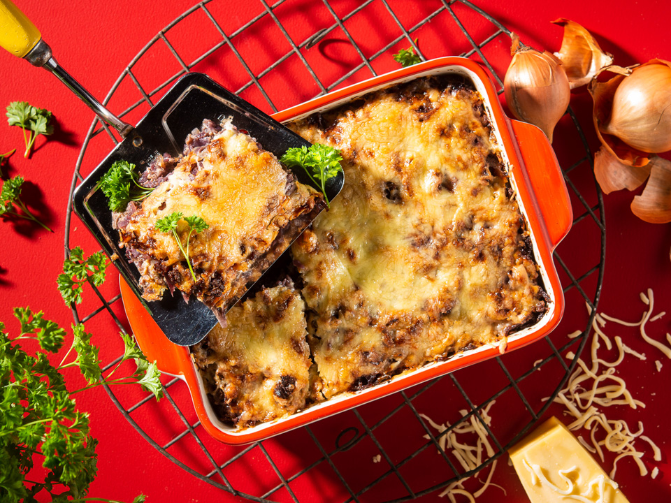 Überbackene Rotkohlpfanne mit Hack Bild zum Rezept: Überbackene Rotkohlpfanne mit Hack