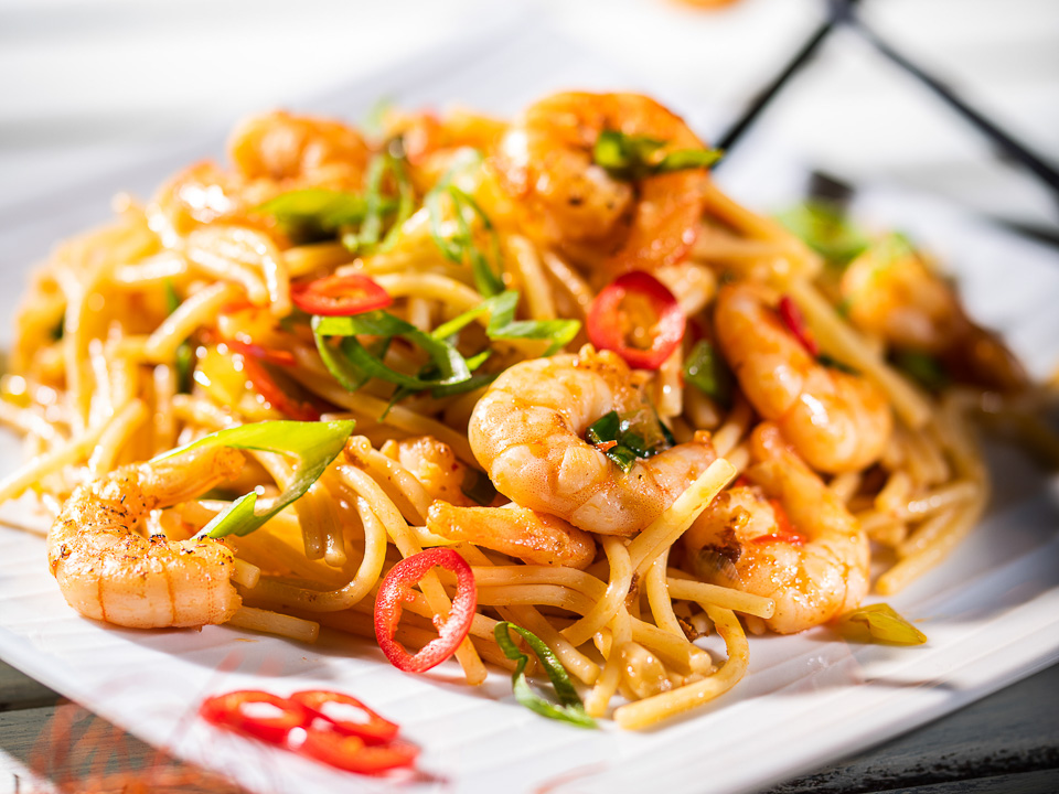 Spaghettisalat mit Garnelen Bild zum Rezept: Spaghettisalat mit Garnelen