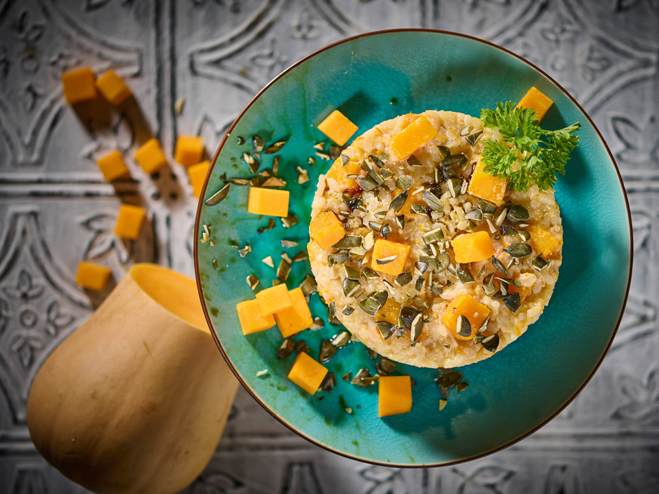 Bild zum Rezept: Butternutkürbis-Risotto mit Parmesan und Kürbiskernen
