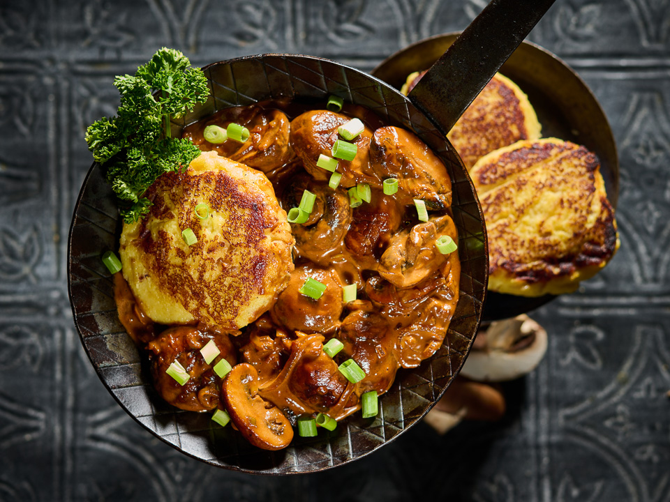 Macairekartoffeln mit Champignonragout Bild zum Rezept: Macairekartoffeln mit Champignonragout