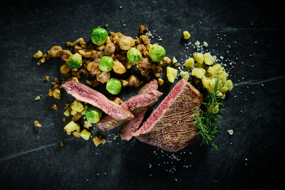 Bild zum Rezept: Maronen und Rosenkohl zu Flanksteak