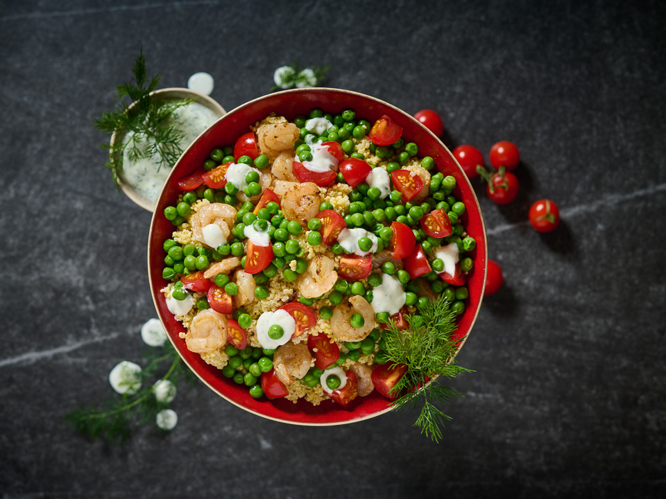 Bild zum Rezept: Hirse-Bowl mit Erbsen und Shrimps